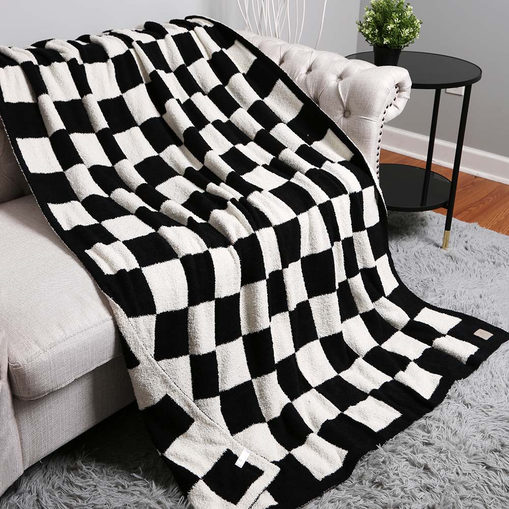 Reversible Checkerboard Patterned Throw Blanket – Soft Cozy Double-Sided Sofa & Bed Blanket