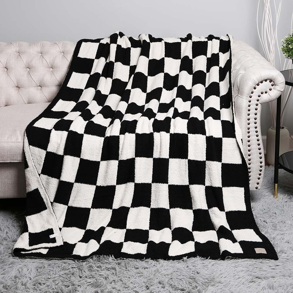 Reversible Checkerboard Patterned Throw Blanket – Soft Cozy Double-Sided Sofa & Bed Blanket