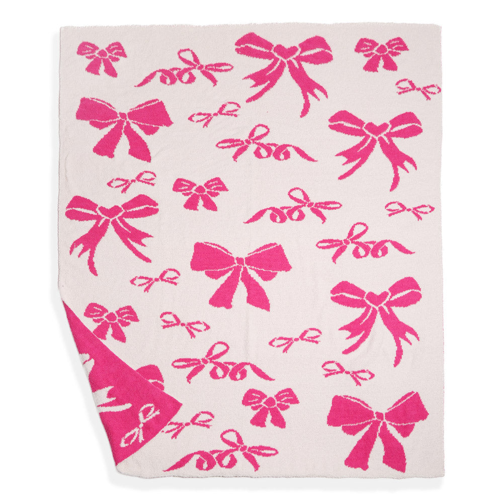 Bow Blanket | Bow Throw Blanket | Bow Patterned Reversible Throw Blanket