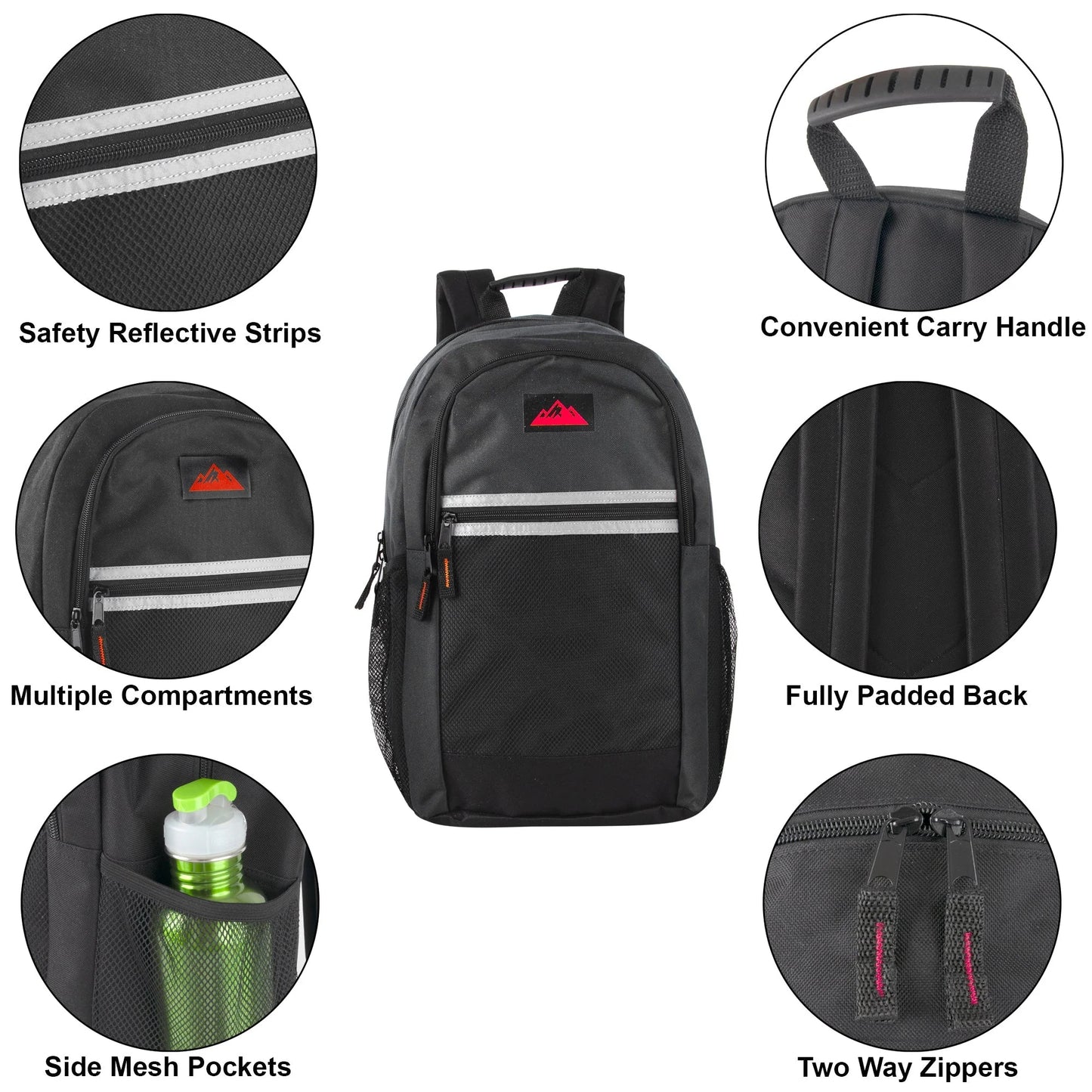 18 Inch Multi-Pocket Reflective Backpack - 5 Colors