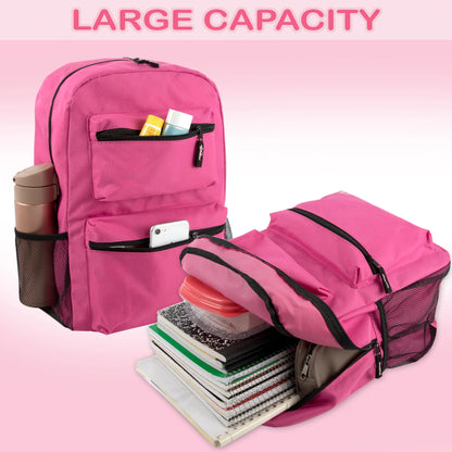17 Inch Double Front Pocket Backpack - 3 Pastel Colors