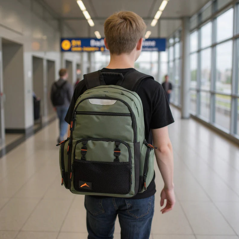 18 Inch Reflective Multi Pocket Backpack with Laptop Section - 3 Colors