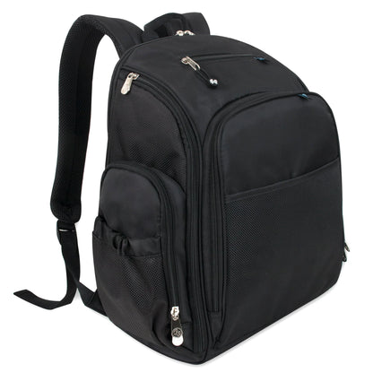 Fisher-Price Fastfinder Multi-Pocket Diaper Bag Backpack + Changing Pad Set - Black with Teal Interior