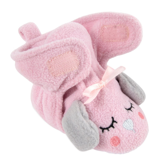Fleece Baby Booties - Cozy Pink Puppy
