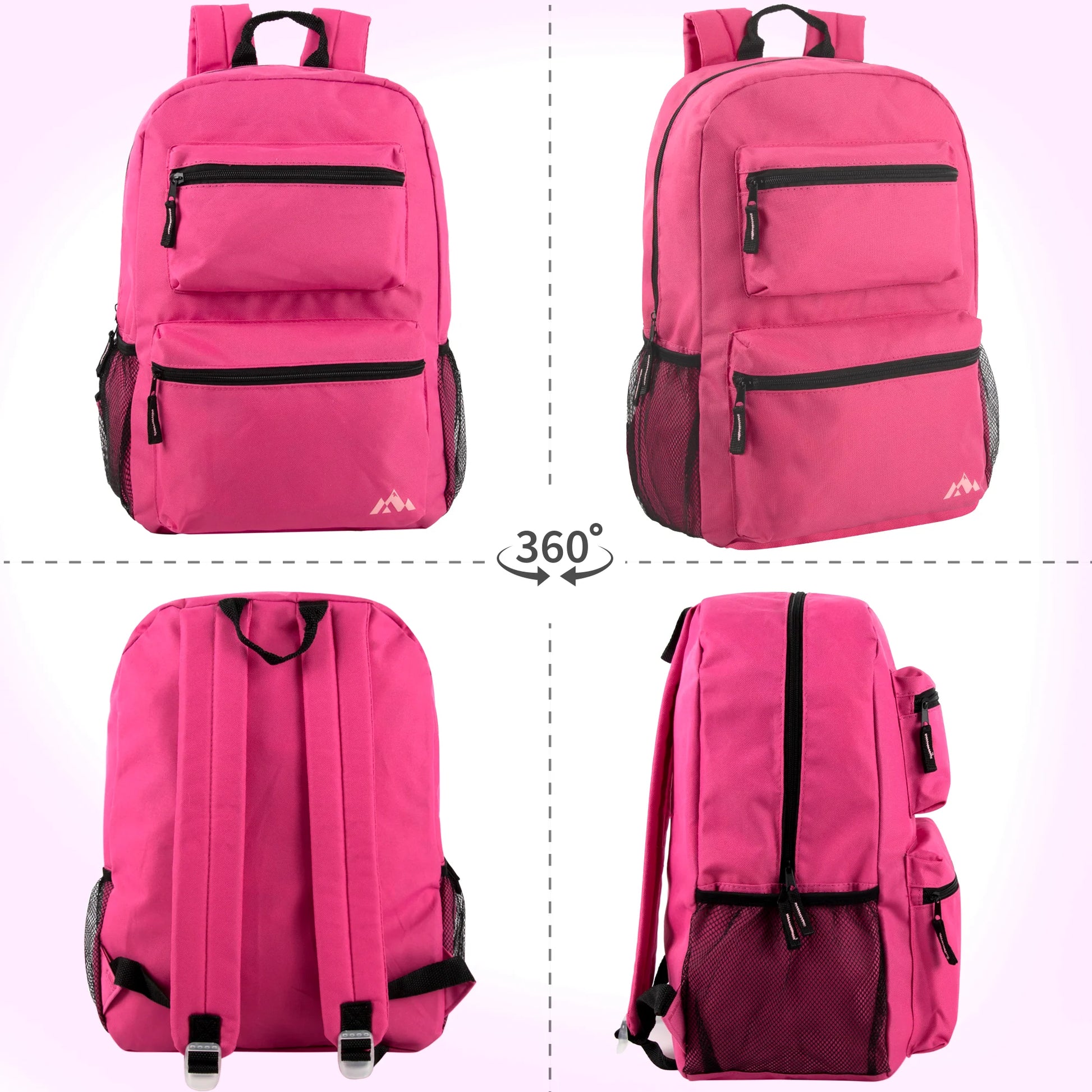 17 Inch Double Front Pocket Backpack - 3 Pastel Colors