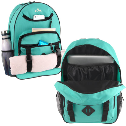 18 Inch Double Buckle Backpack with Laptop Section - 3 Colors
