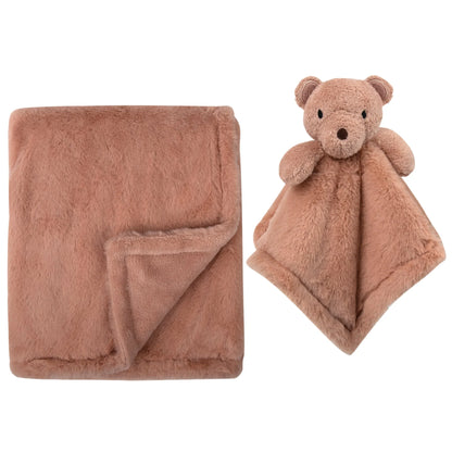 Baby 2 Piece Set Fleece Blankets 36" X 30" & Snuggler - Bear
