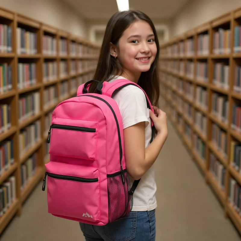17 Inch Double Front Pocket Backpack - 3 Pastel Colors