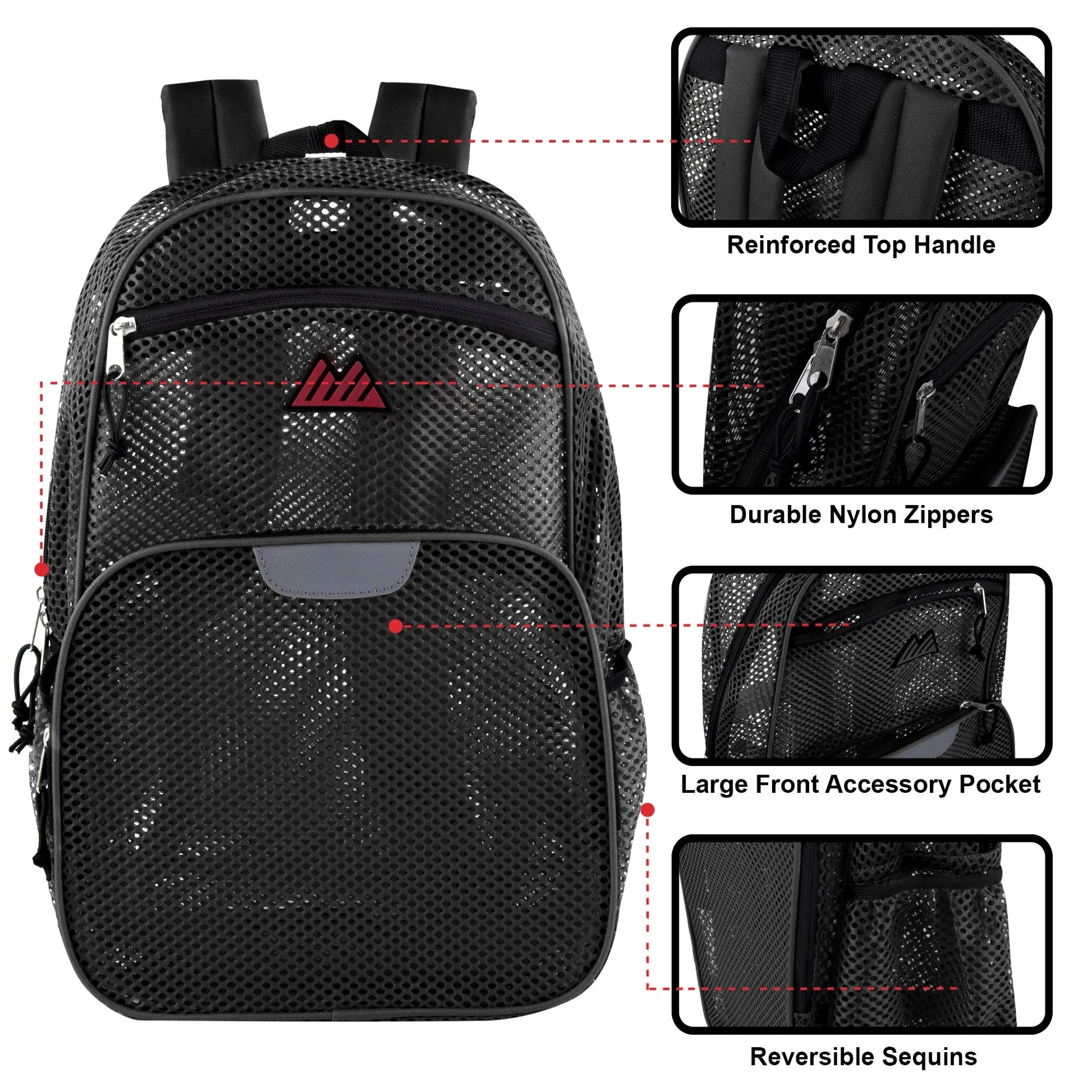 18 Inch Pro Jersey Reflective Mesh Backpack - 4 Colors