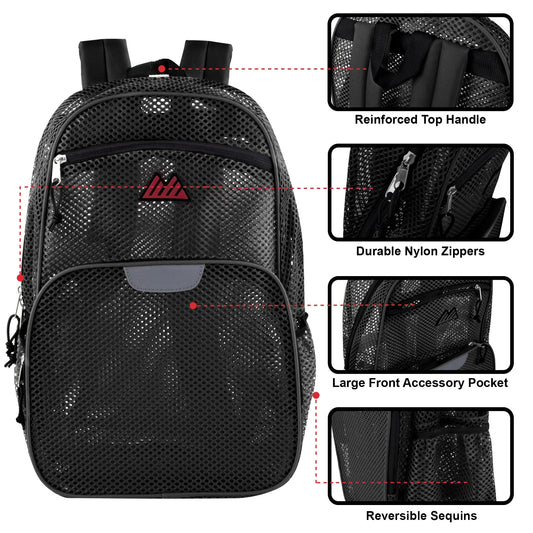 18 Inch Pro Jersey Reflective Mesh Backpack - 4 Colors
