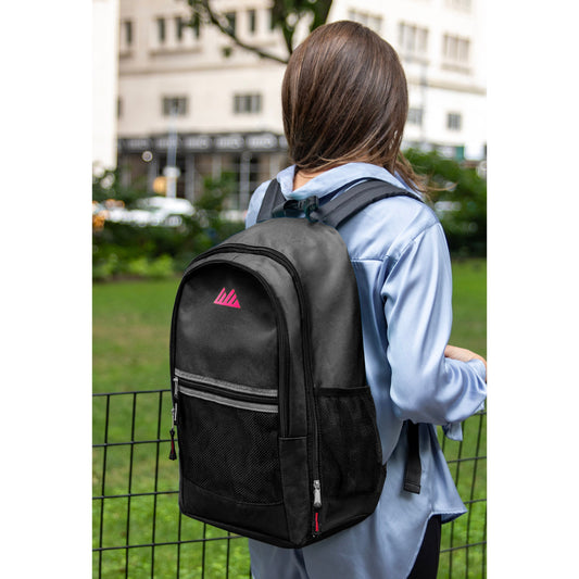18.5 Inch Multi-Pocket Reflective Backpack - Black