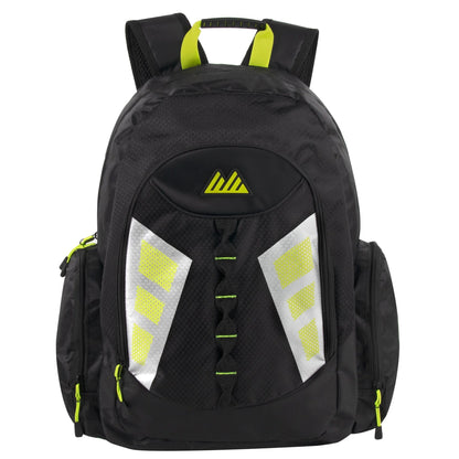 19 Inch Mountain Edge Multi-Pocket Reflective Backpack with Laptop Section - Black
