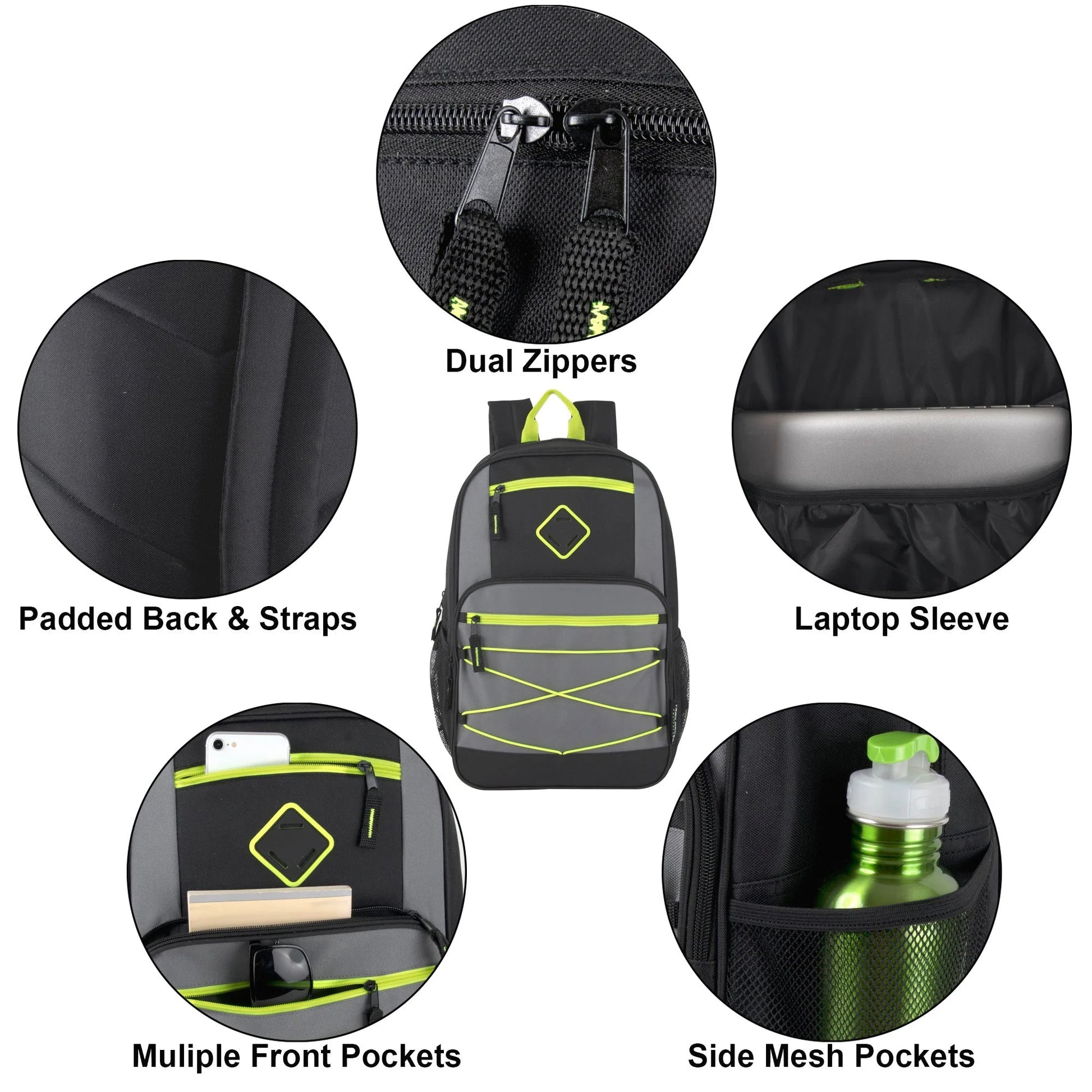 19 Inch Dome Bungee Backpack with Laptop Section - 4 Colors