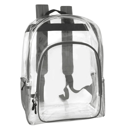 Deluxe 17 Inch Clear Backpack with Side Pockets