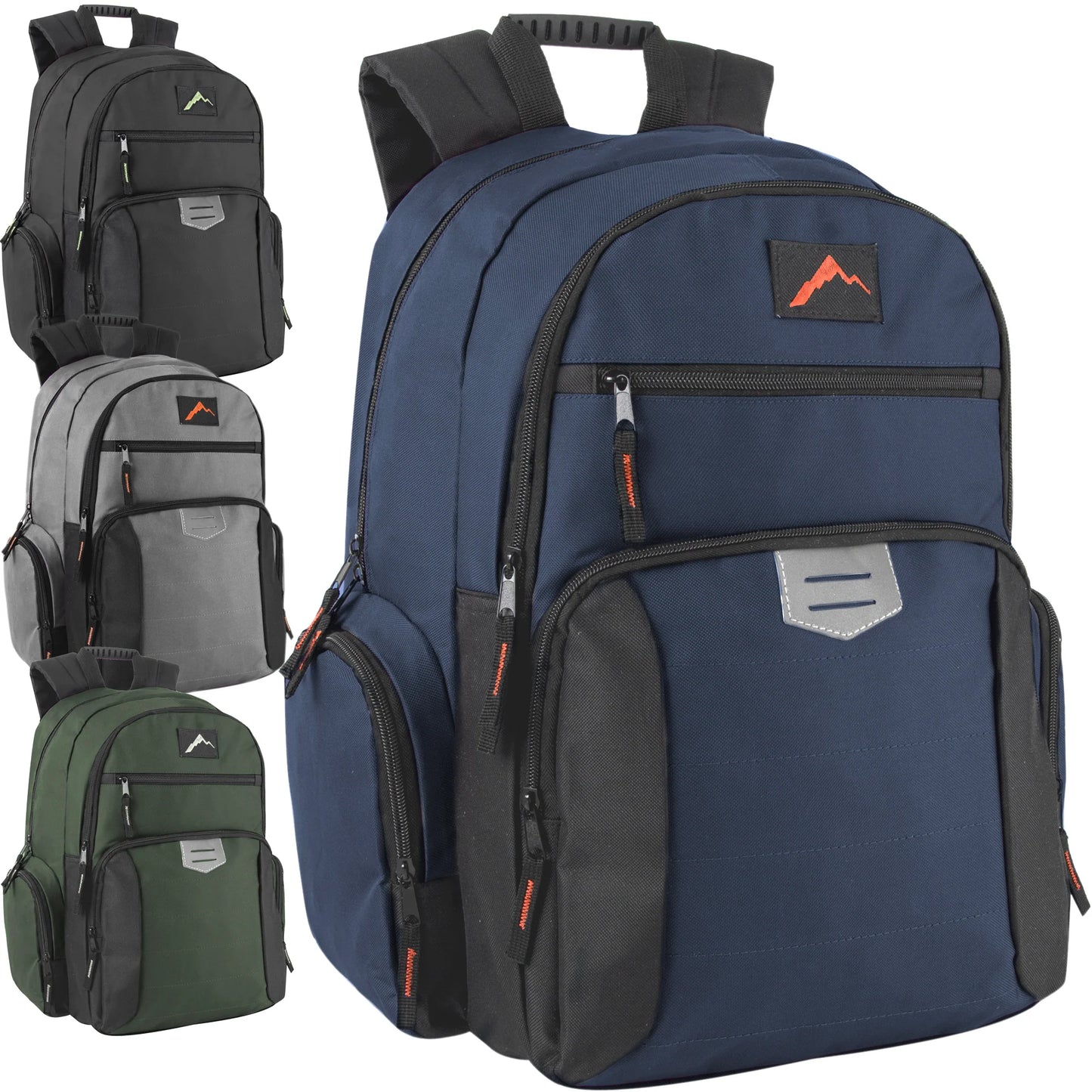 18-Inch Reflective Multi Pocket Backpack with Laptop Section - 4 Dark Colors