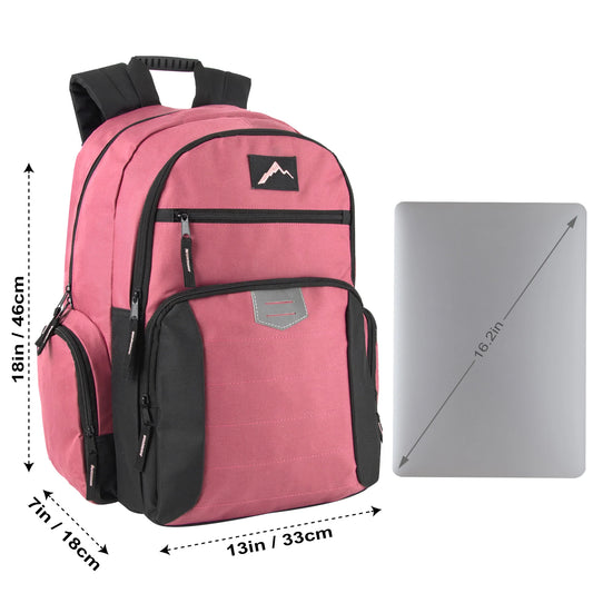 18-Inch Reflective Multi Pocket Backpack with Laptop Section - 3 Girl Colors