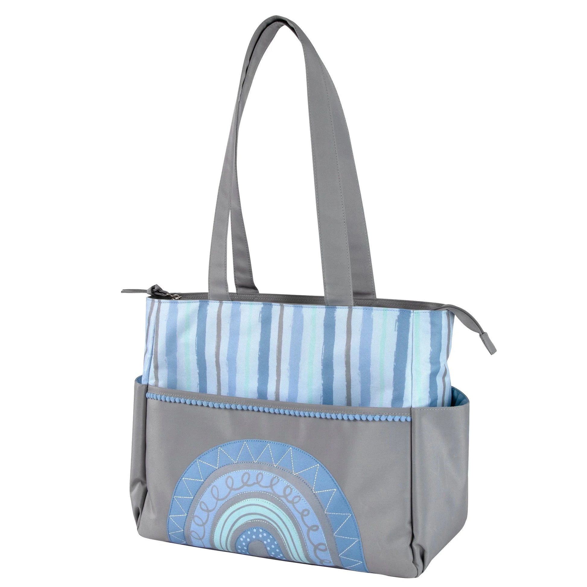 Baby Essentials Diaper Bag Tote 5-Piece Set - Blue Rainbow Themed