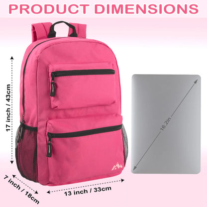 17 Inch Double Front Pocket Backpack - 3 Pastel Colors