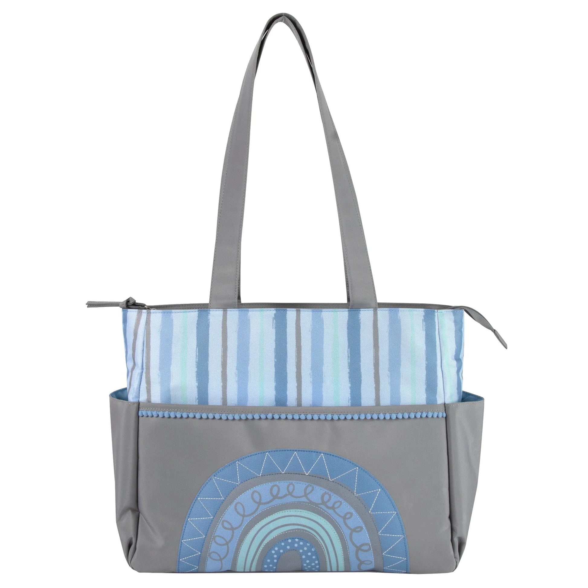 Baby Essentials Diaper Bag Tote 5-Piece Set - Blue Rainbow Themed