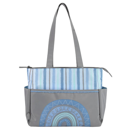 Baby Essentials Diaper Bag Tote 5-Piece Set - Blue Rainbow Themed