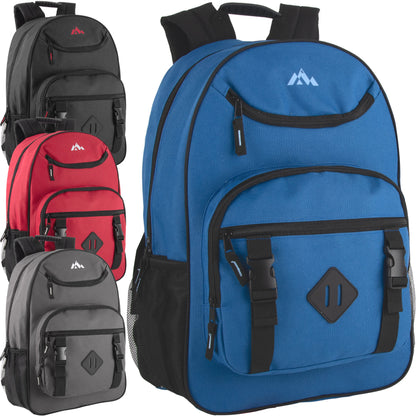18 Inch Double Buckle Backpack with Laptop Section - 4 Colors
