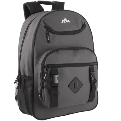 18 Inch Double Buckle Backpack with Laptop Section - 4 Colors