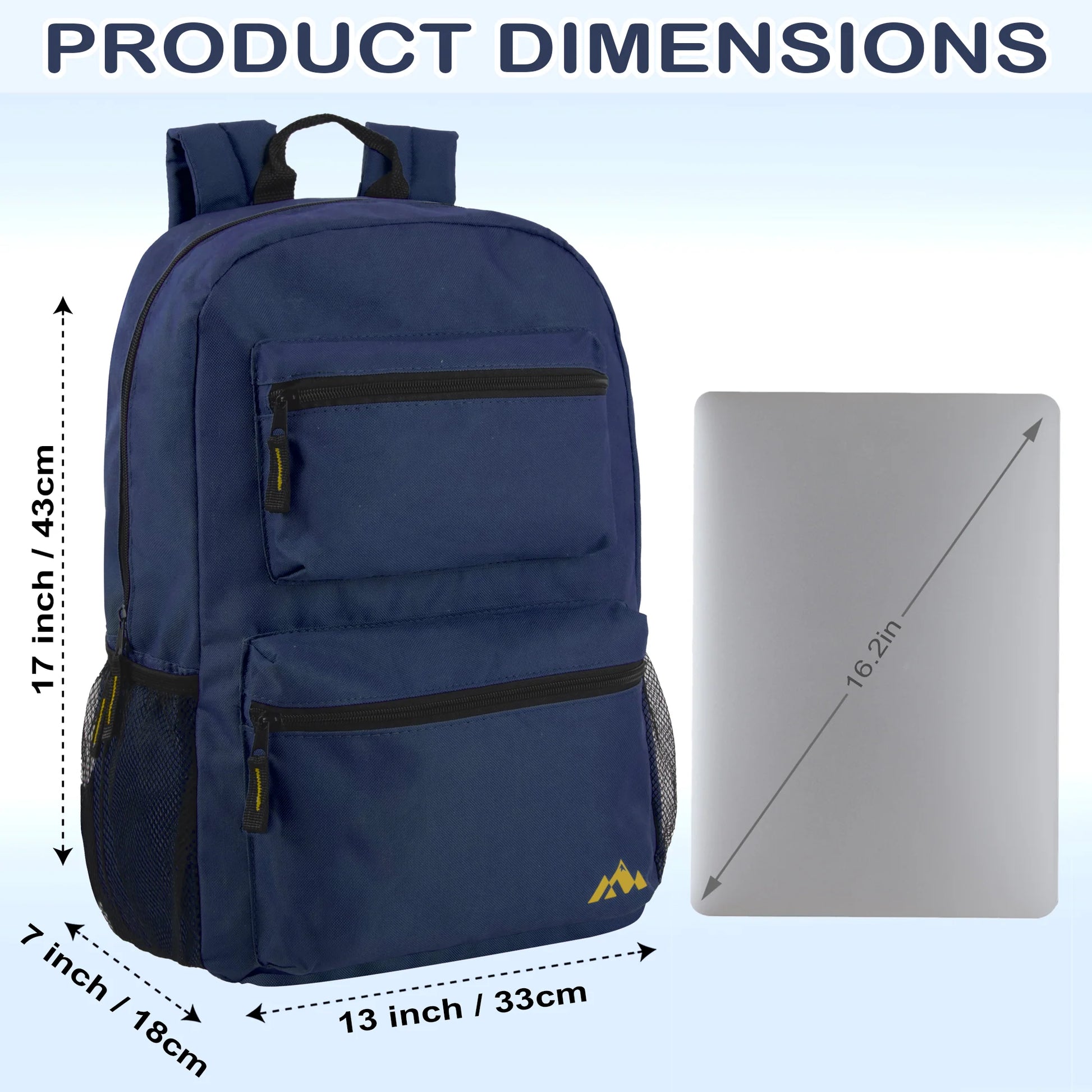 17 Inch Double Front Pocket Backpack - 4 Colors