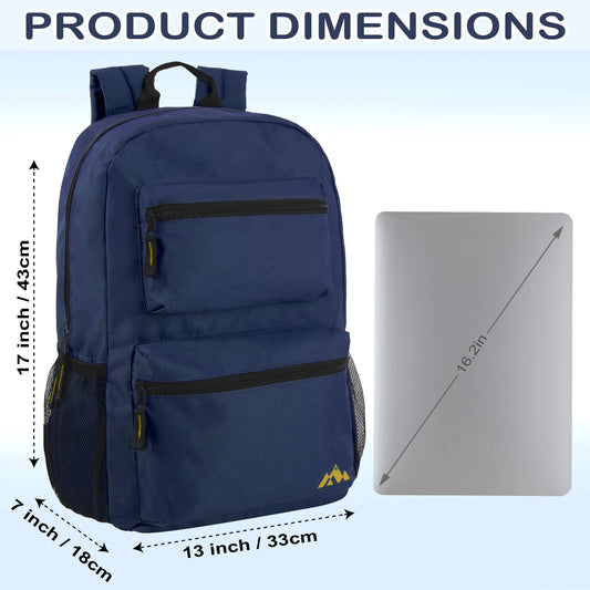 17 Inch Double Front Pocket Backpack - 4 Colors