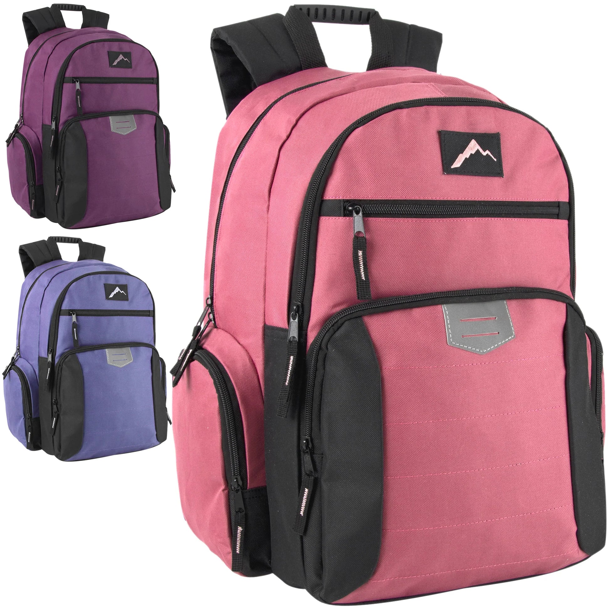 18-Inch Reflective Multi Pocket Backpack with Laptop Section - 3 Girl Colors