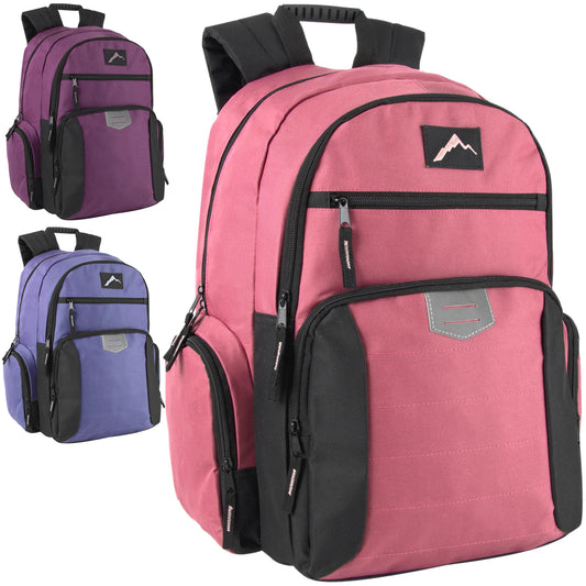 18-Inch Reflective Multi Pocket Backpack with Laptop Section - 3 Girl Colors
