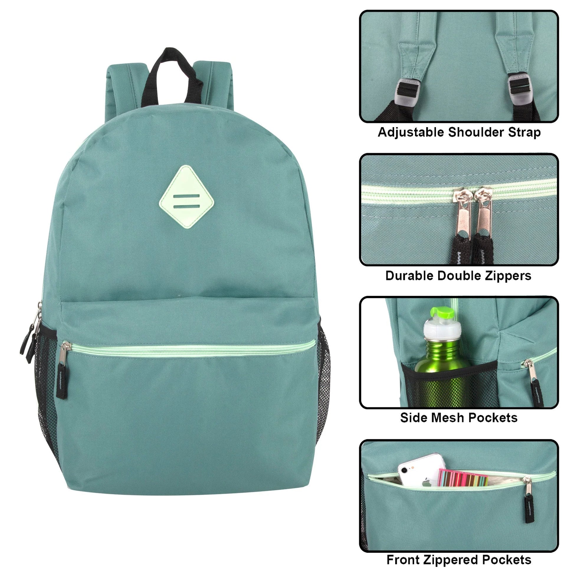 19 Inch Lash Tab Backpack W Side Mesh Pockets - Girls Colors