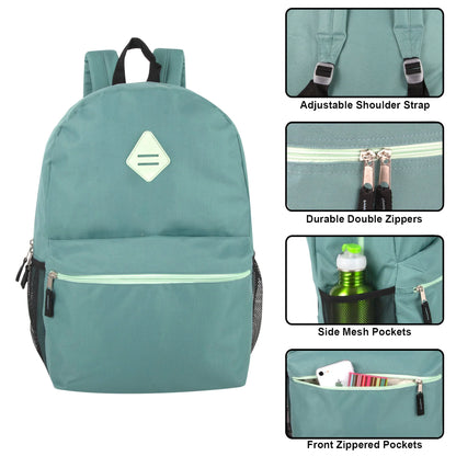 19 Inch Lash Tab Backpack W Side Mesh Pockets - Girls Colors