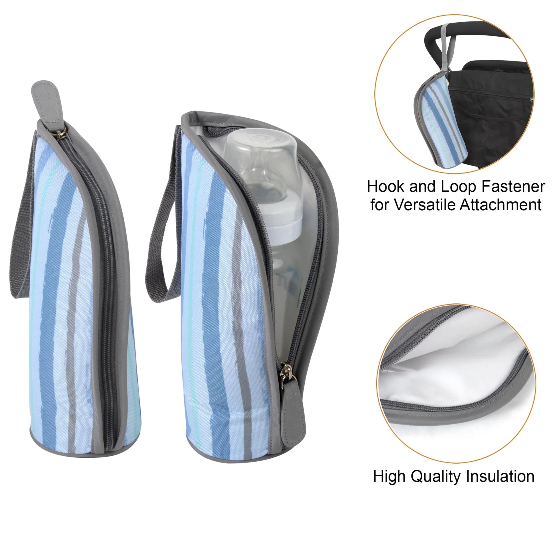 Baby Essentials Diaper Bag Tote 5-Piece Set - Blue Rainbow Themed