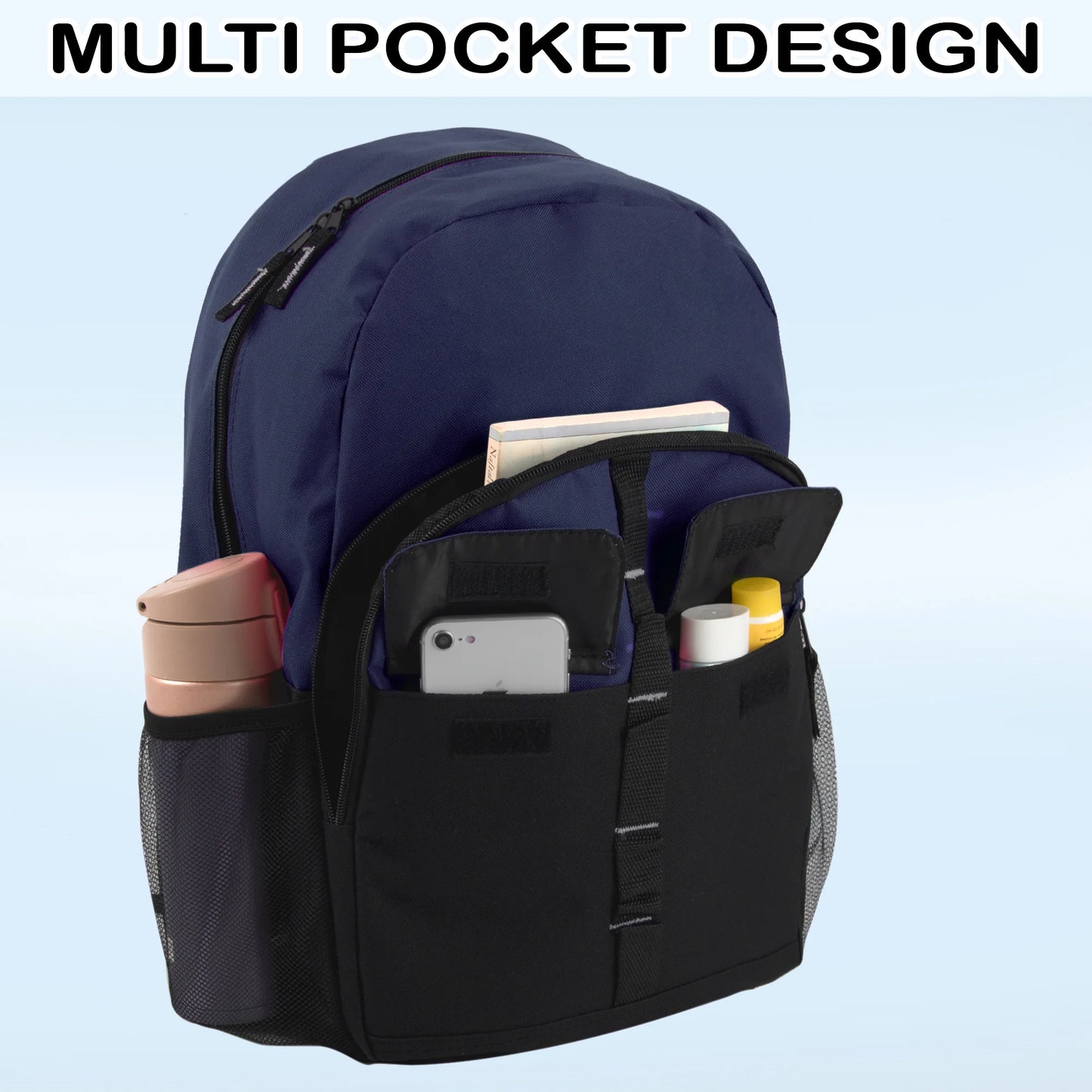 18 Inch Double Flap Daisy Chain Backpack - 3 Dark Colors