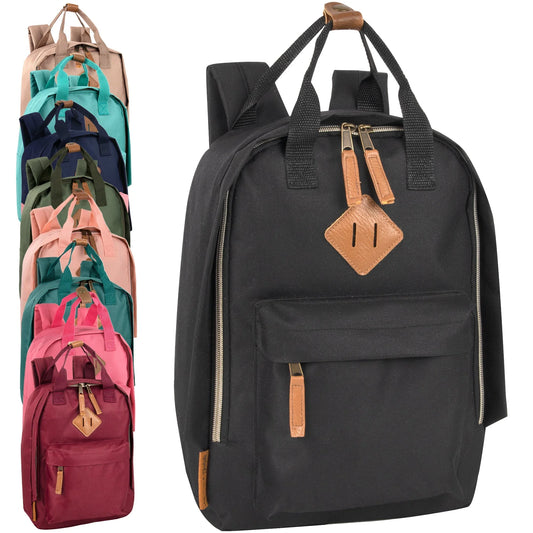12-Inch Squared Mini Backpack with Twin Handle - 8 Colors