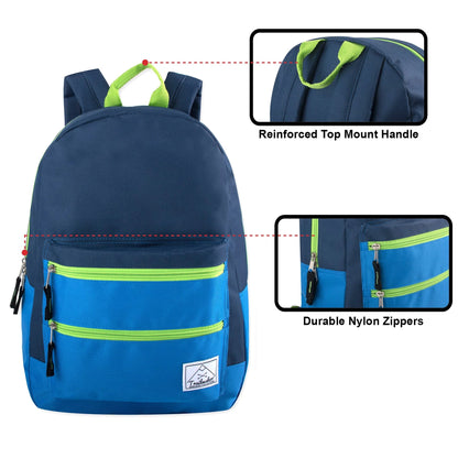 17-Inch Double Front Zippered Pocket Backpack