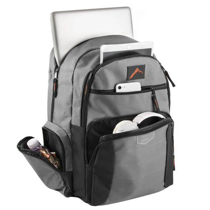 18-Inch Reflective Multi Pocket Backpack with Laptop Section - 4 Dark Colors