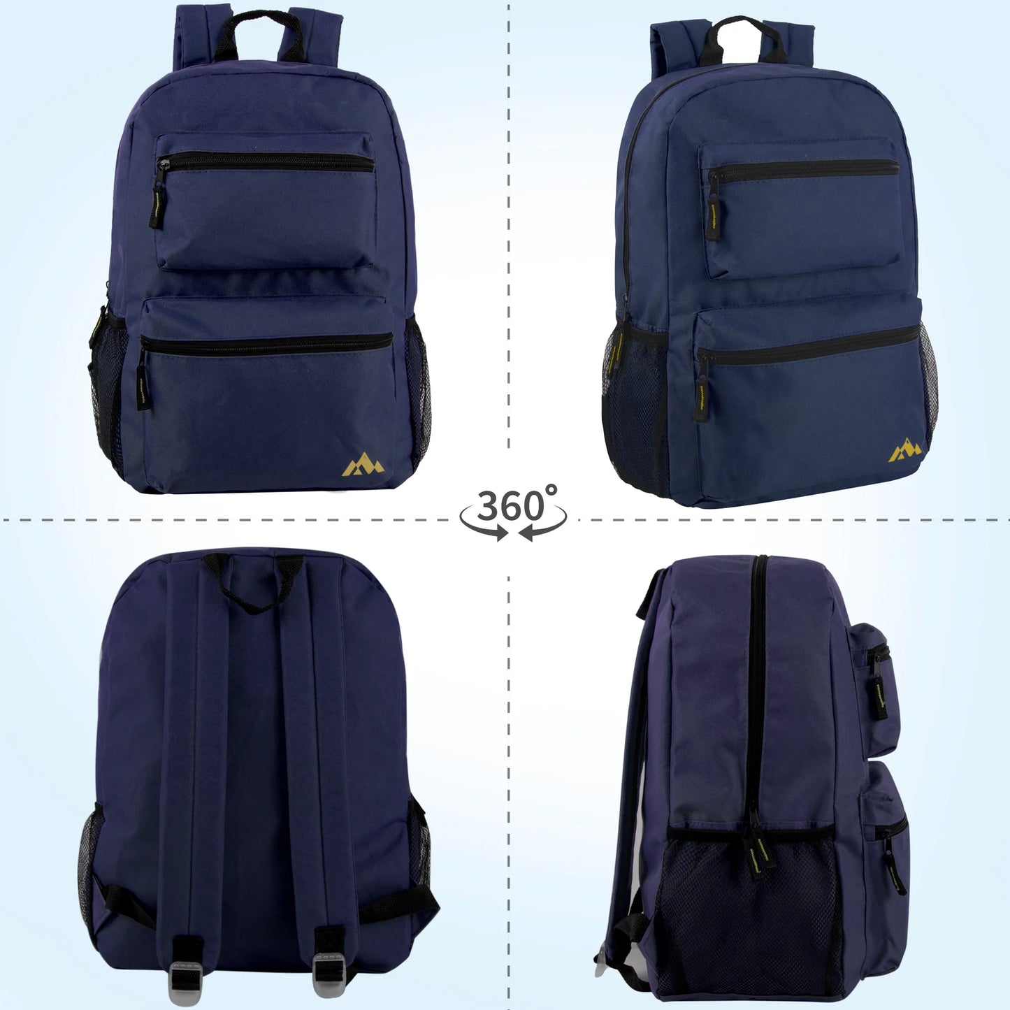 17 Inch Double Front Pocket Backpack - 4 Colors