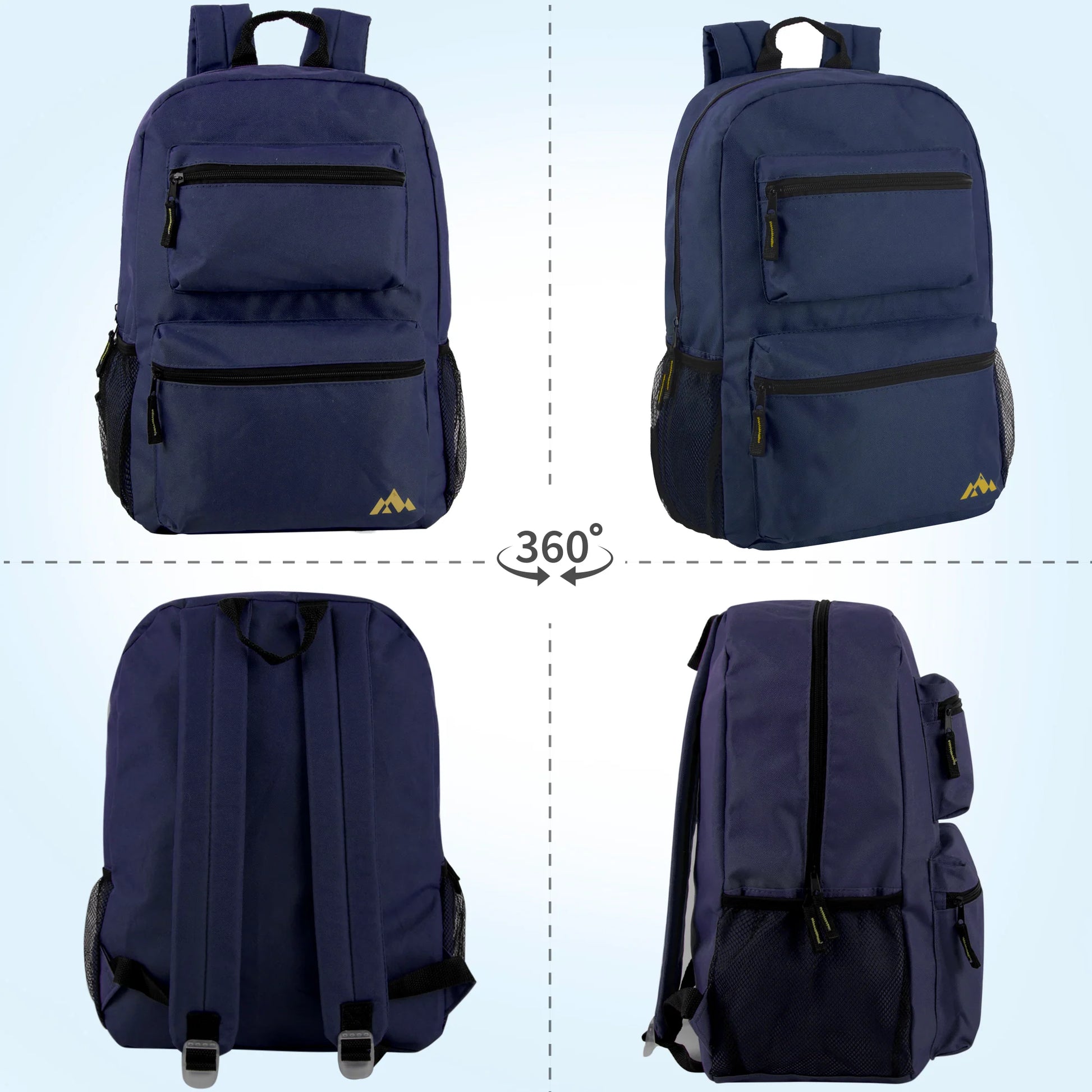 17 Inch Double Front Pocket Backpack - 4 Colors