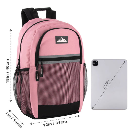 18-Inch Multi-Pocket Reflective Backpack - 3 Girls Colors