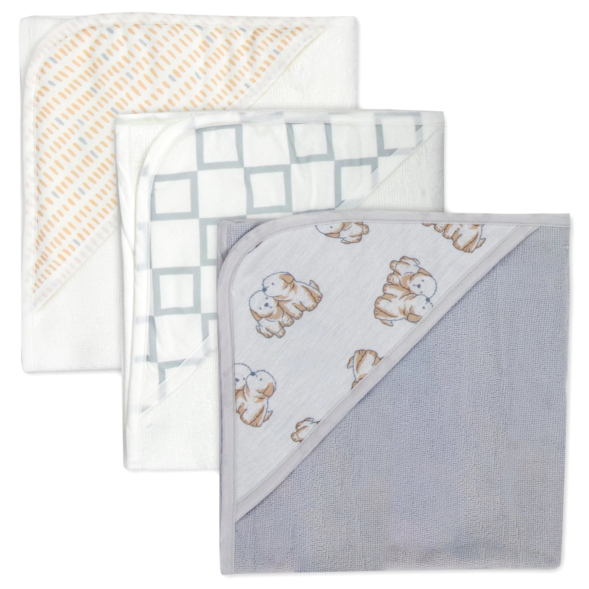 6-Piece Baby Bath Set with Hooded Bath Towel & Wash Cloth - Puppy Theme