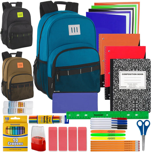 Trailmaker 18-Inch Daisy Chain Two-Tone Backpack with 45-Piece School Supply Kit - Boys