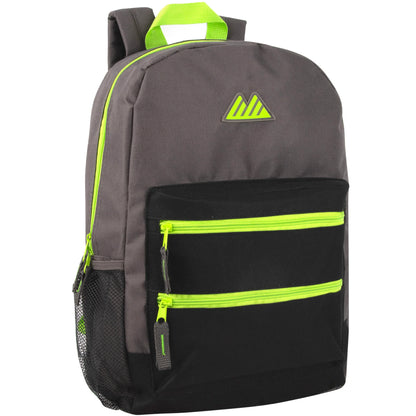 17-Inch Double Front Zippered Pocket Backpack