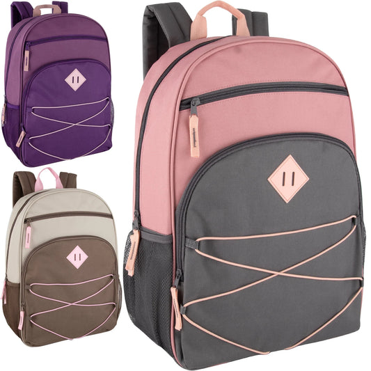 17-Inch Multi Pocket Bungee Backpack - 3 Girl Colors