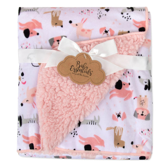 Baby Fleece Blankets 36" X 30" - Pink Puppy
