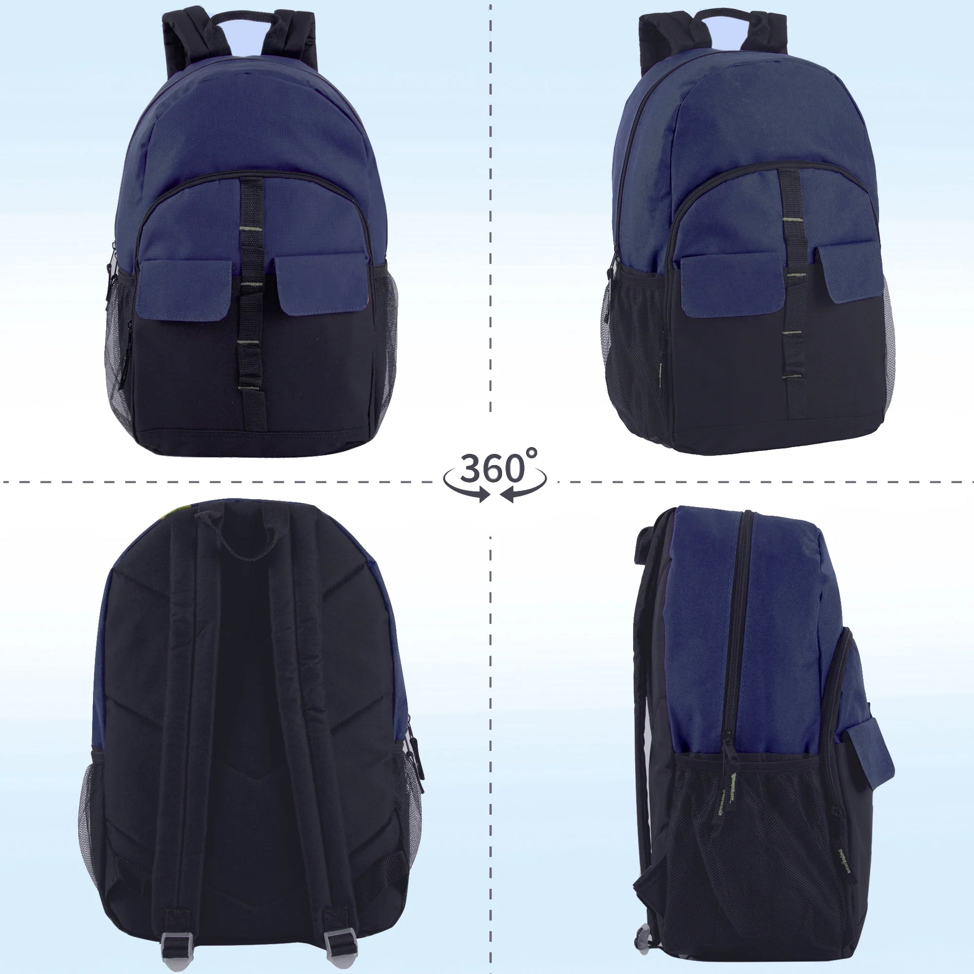 18 Inch Double Flap Daisy Chain Backpack - 3 Dark Colors