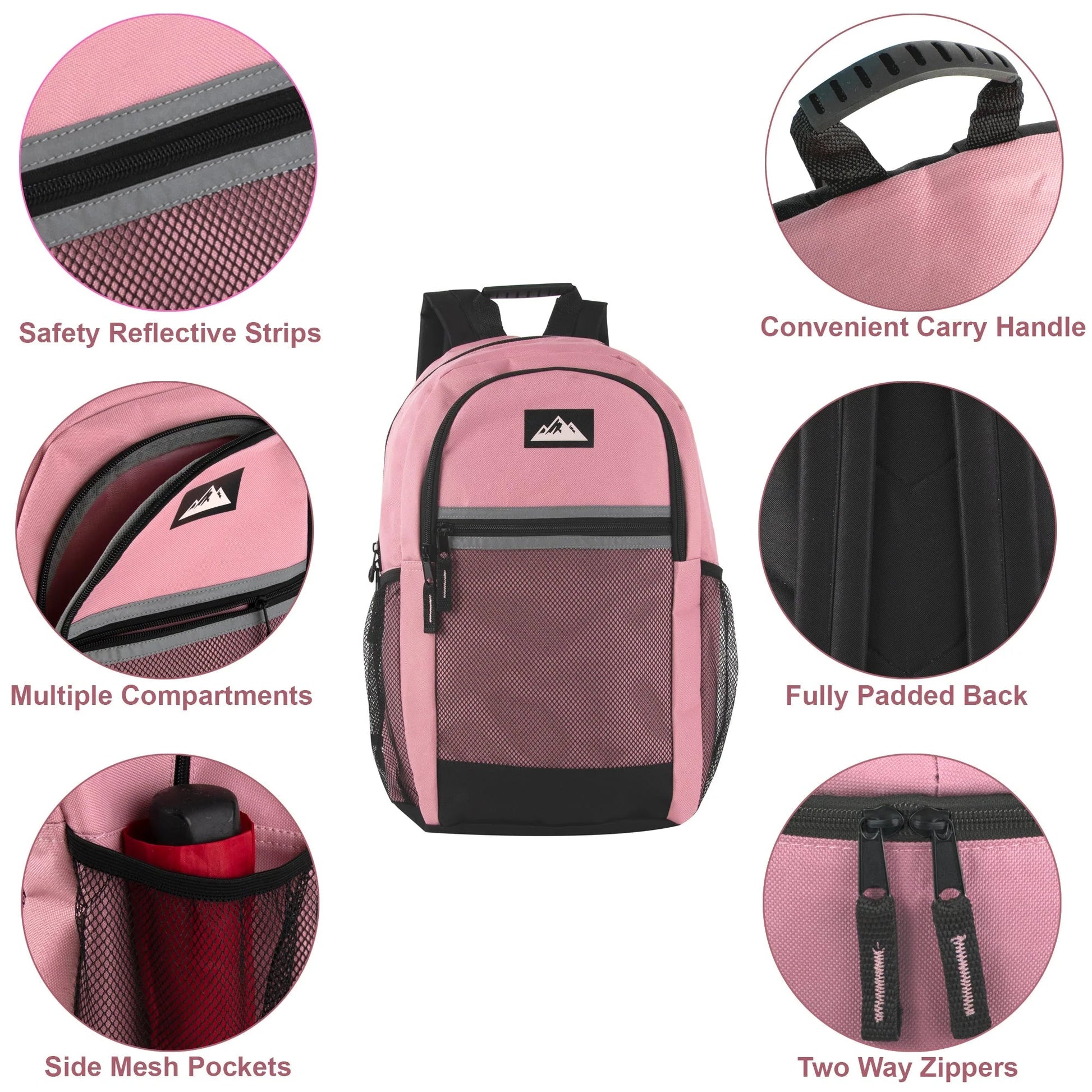 18-Inch Multi-Pocket Reflective Backpack - 3 Girls Colors