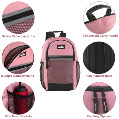 18-Inch Multi-Pocket Reflective Backpack - 3 Girls Colors