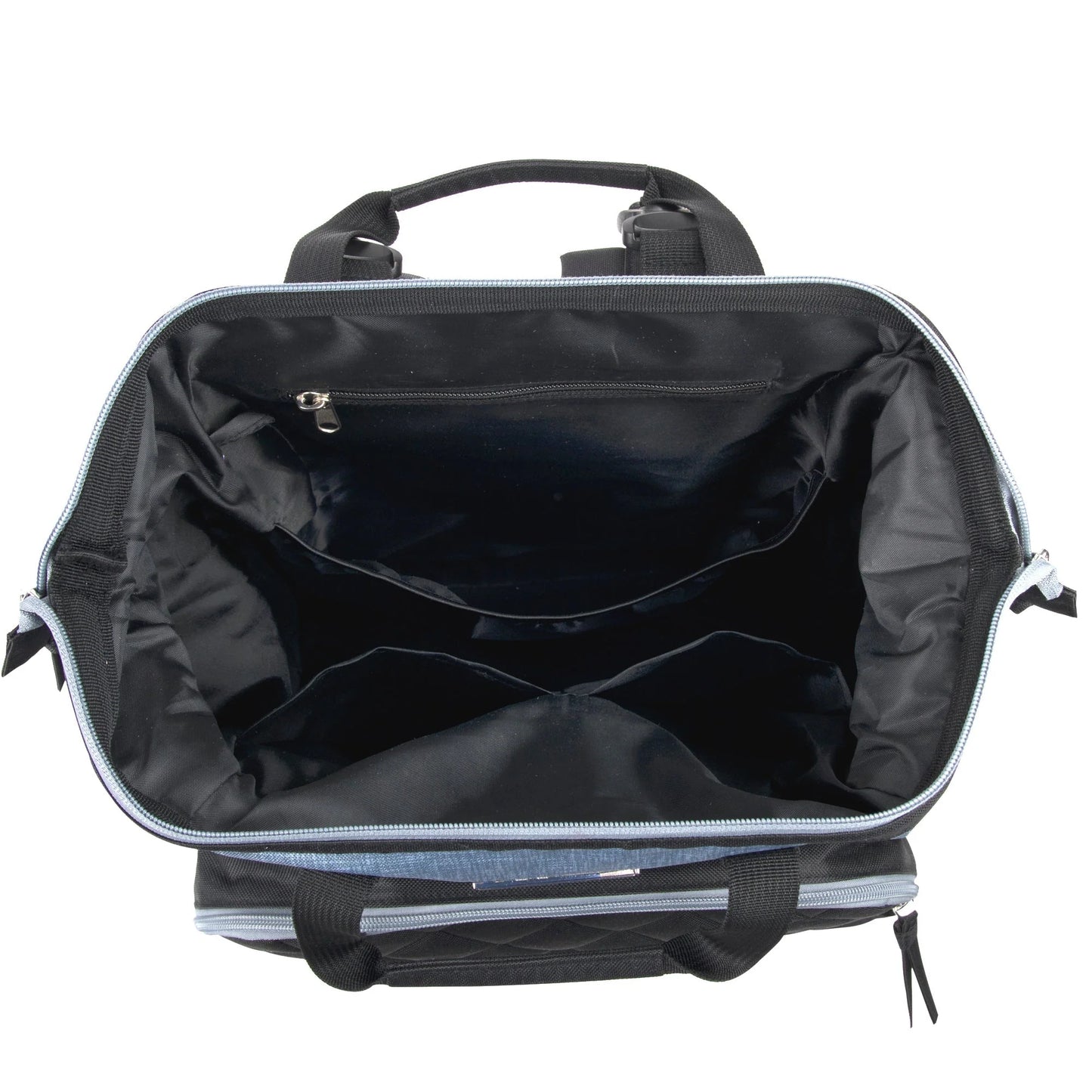 Baby Essentials Quilted Diaper Bag Backpack W Changing Pad - Black & Grey