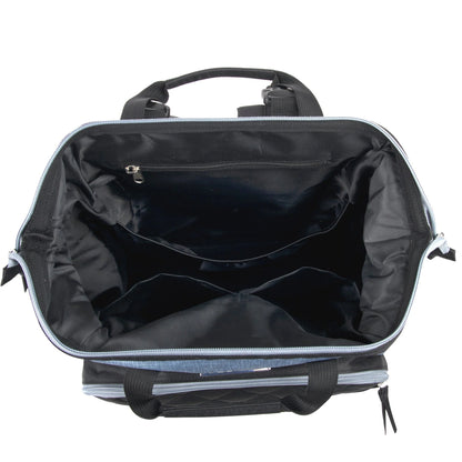 Baby Essentials Quilted Diaper Bag Backpack W Changing Pad - Black & Grey